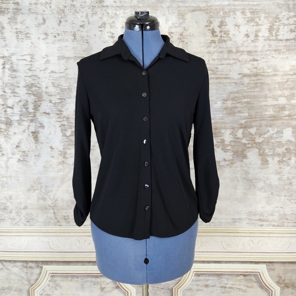 J. Jill Tops - Vintage 1990s Blouse Shirt Top Stretchy 90s Y2K Basic Neutral XS Goth Grunge